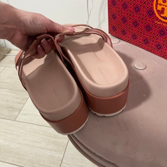 NEW Tory Burch Seashell Pink Ines Platform Slides Size 9.5 - Picture 6 of 7